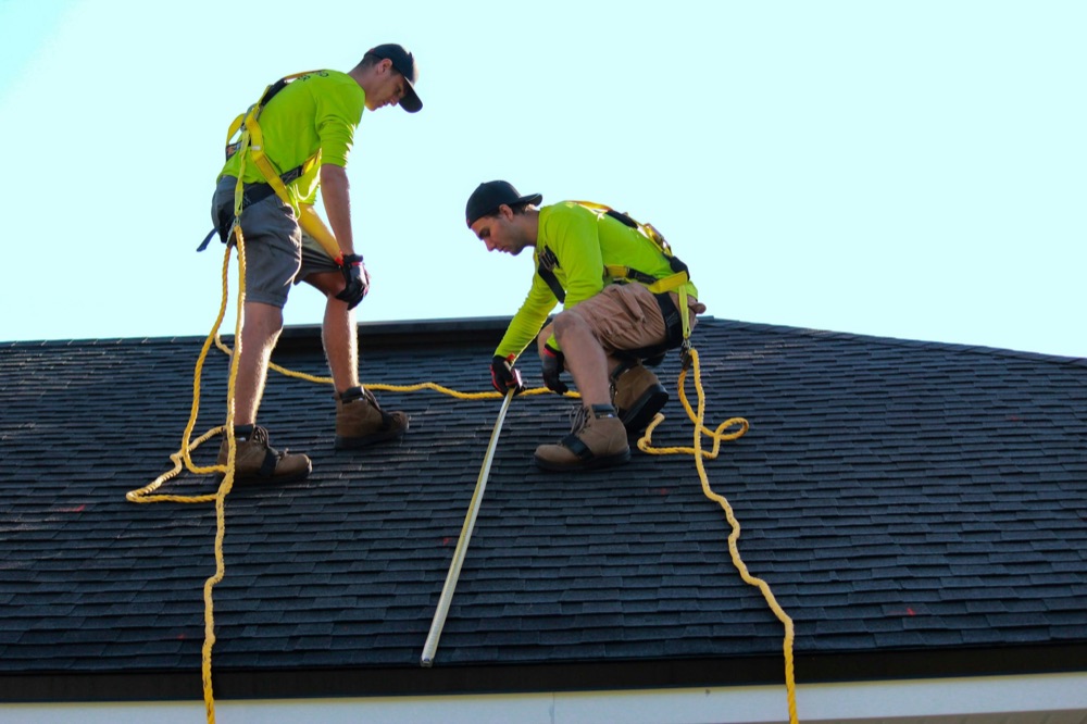Roofer on a rooftop job site
